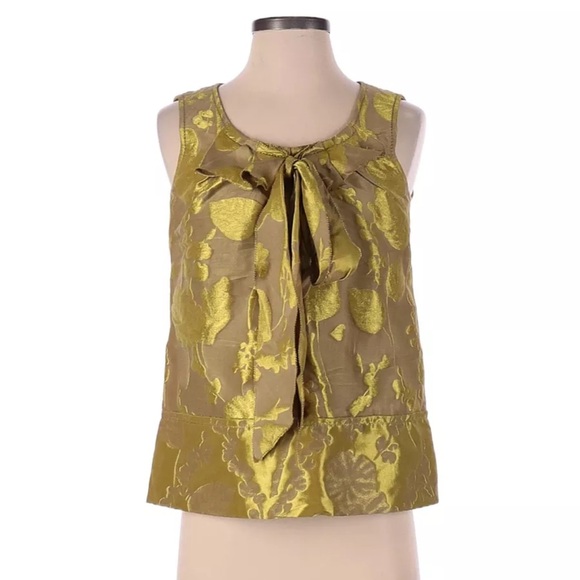 Vera Wang Lavender Label Metallic Gold Sleeveless Shell - size 8 - Picture 1 of 3